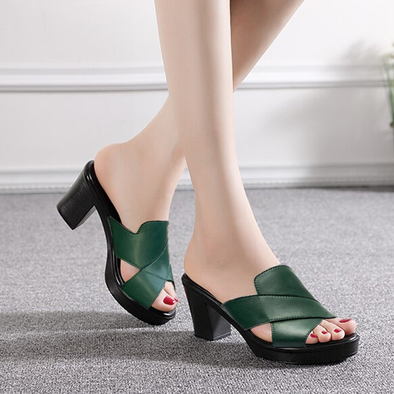 Orthopedic Sandals with Cushioned Sole and Stable Block Heel
