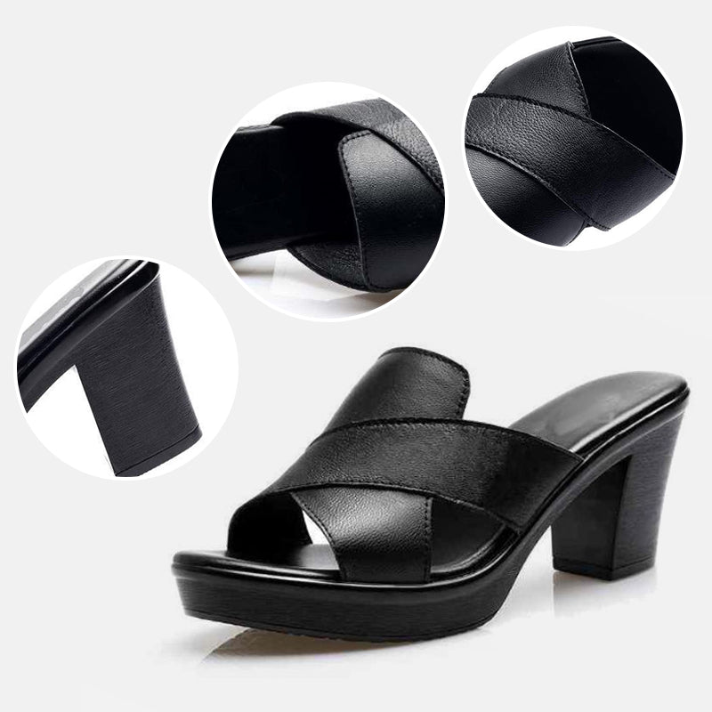 Orthopedic Sandals with Cushioned Sole and Stable Block Heel
