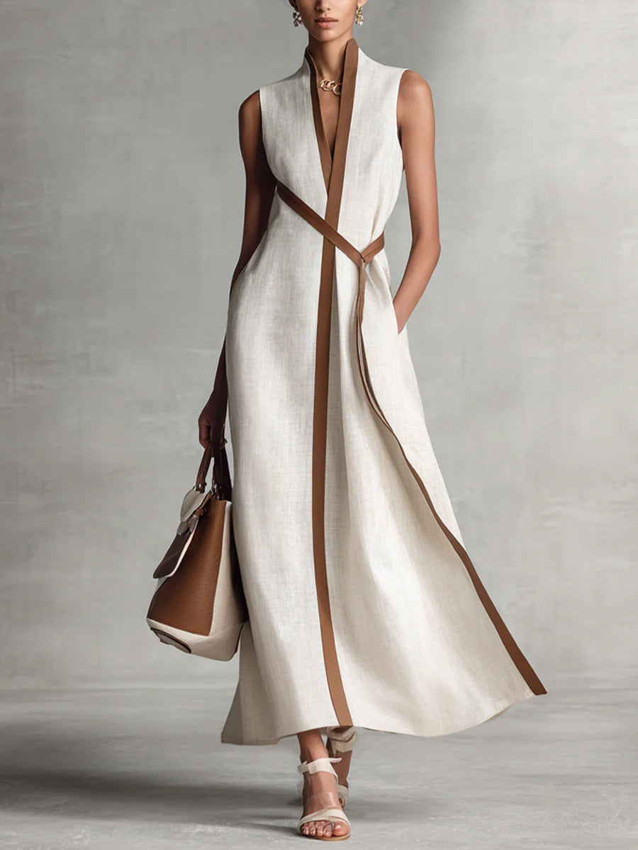 Linen Wrap Maxi Dress Lightweight Easy Fit