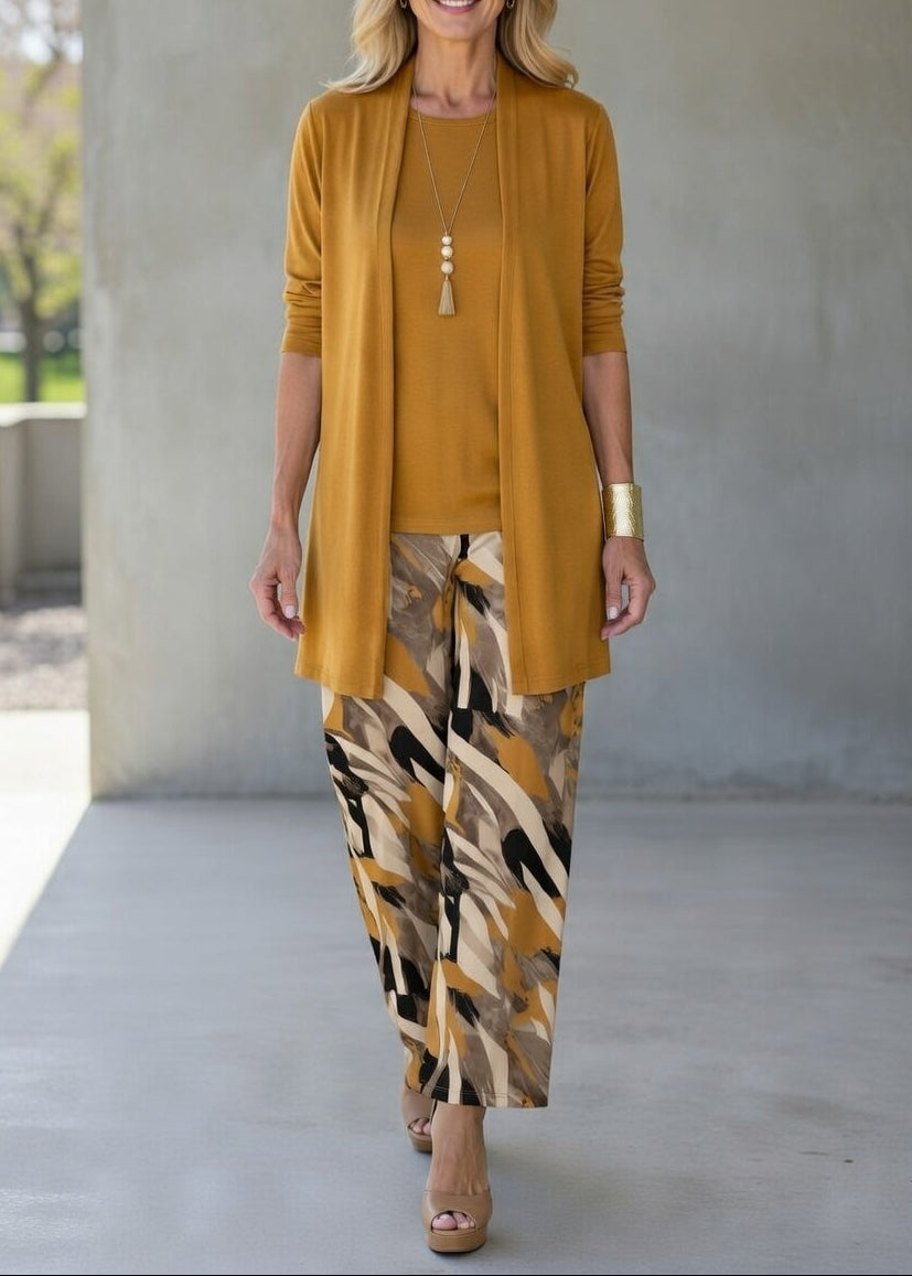 Women’s Elegant Three Piece Outfit Wide Leg Pants Set