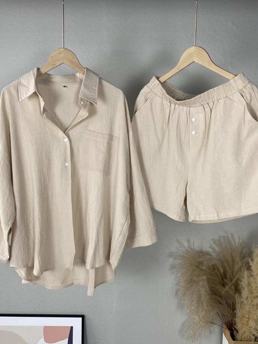 Womenβs Cotton Linen 2 Piece Set Breathable Comfort Loose Fit