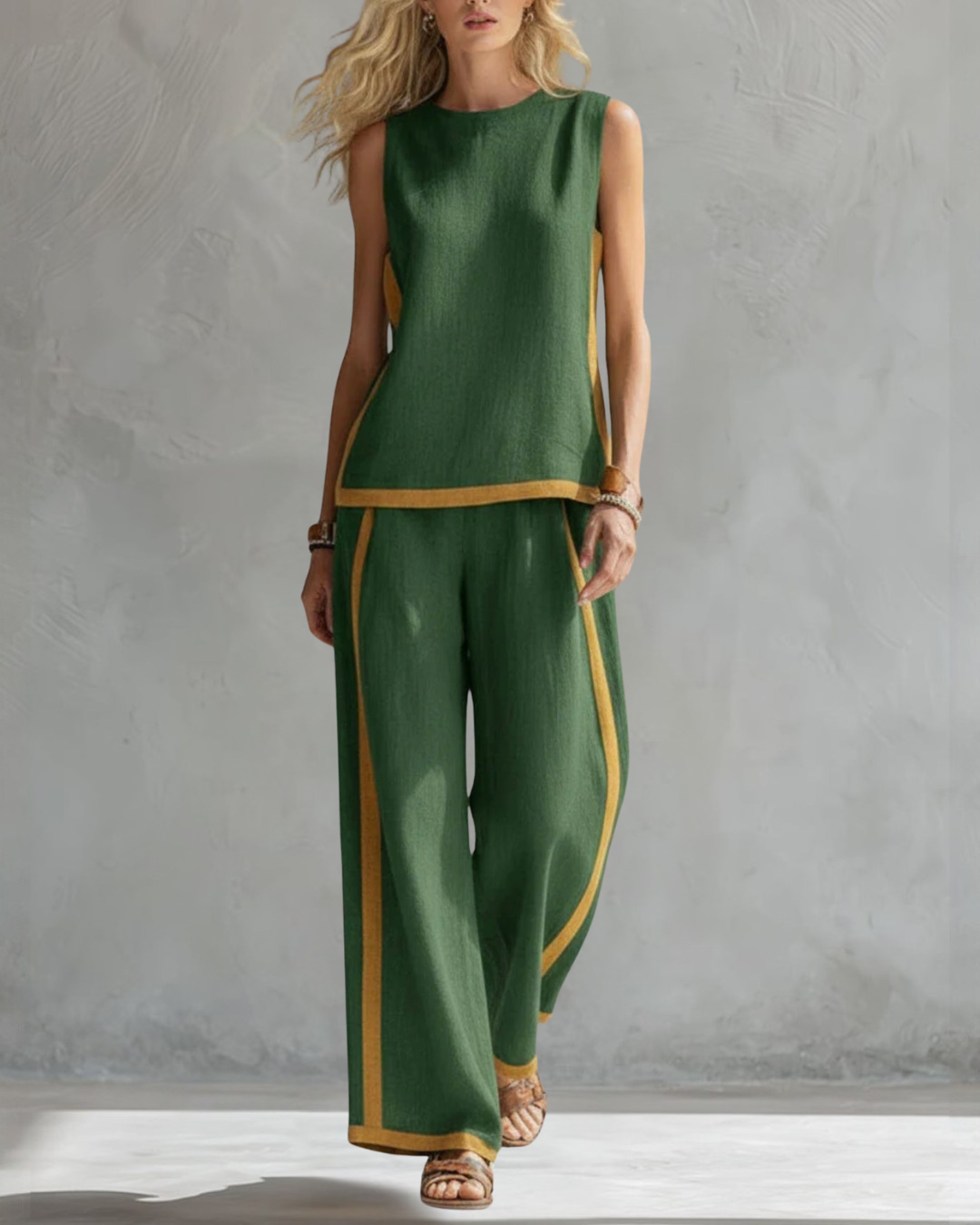 Two Piece Set Sleeveless Top Wide Leg Pants Relaxed Fit Comfortable Outfit