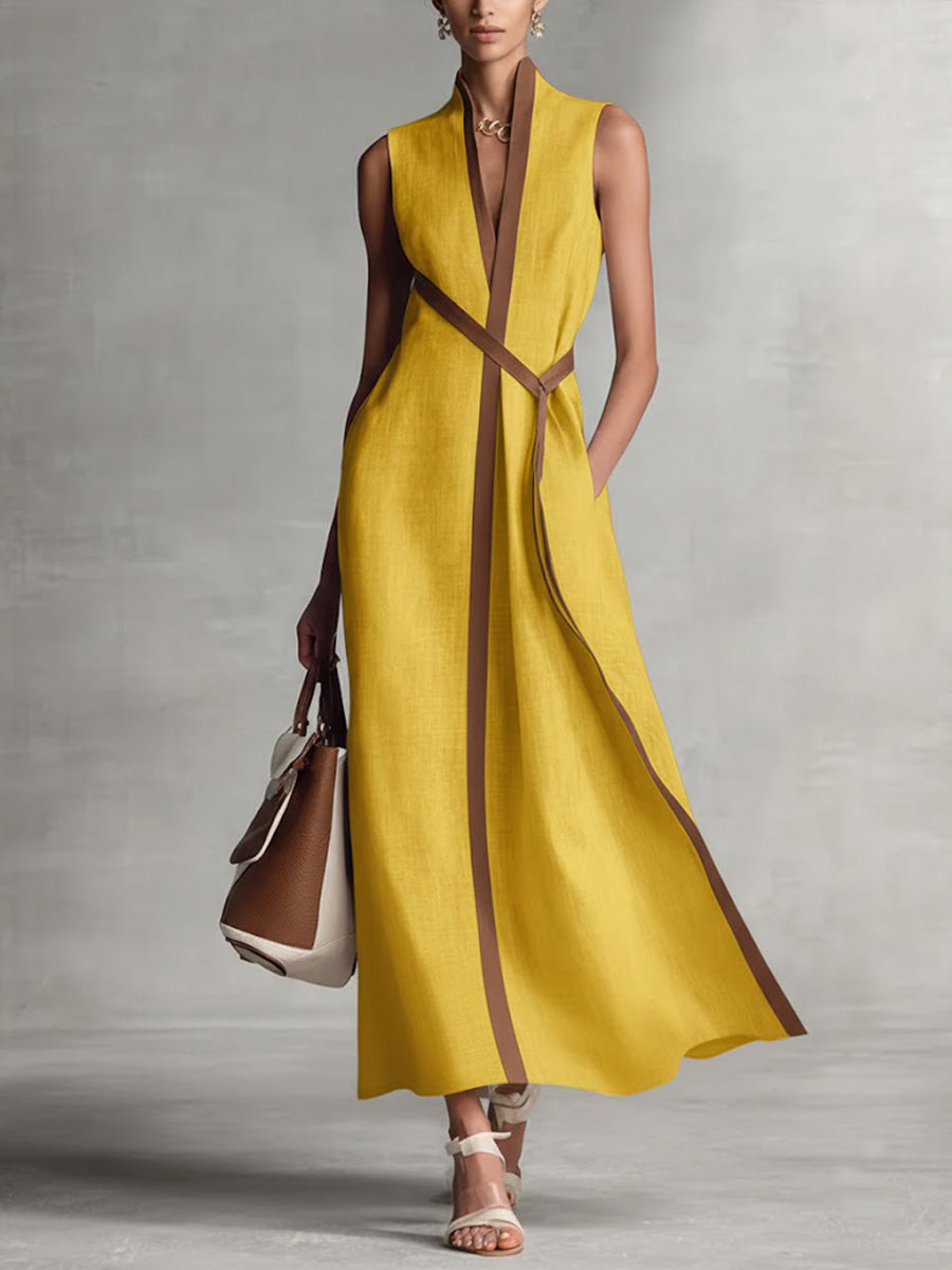 Linen Wrap Maxi Dress Lightweight Easy Fit