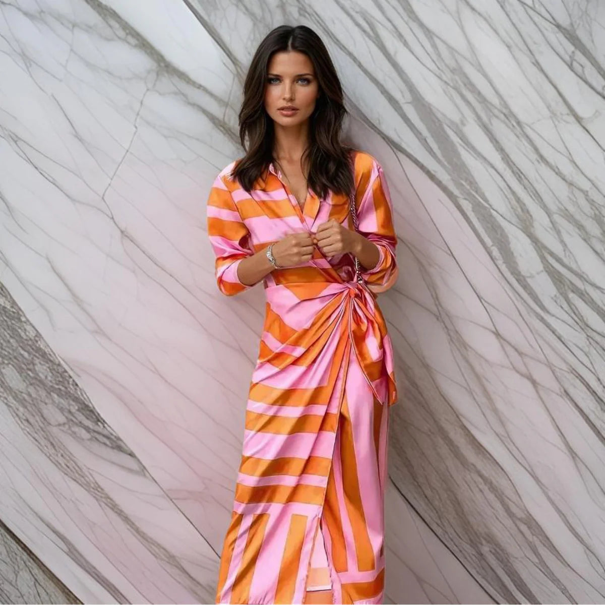 Wrap Dress with Adjustable Fit and Flowing Comfort