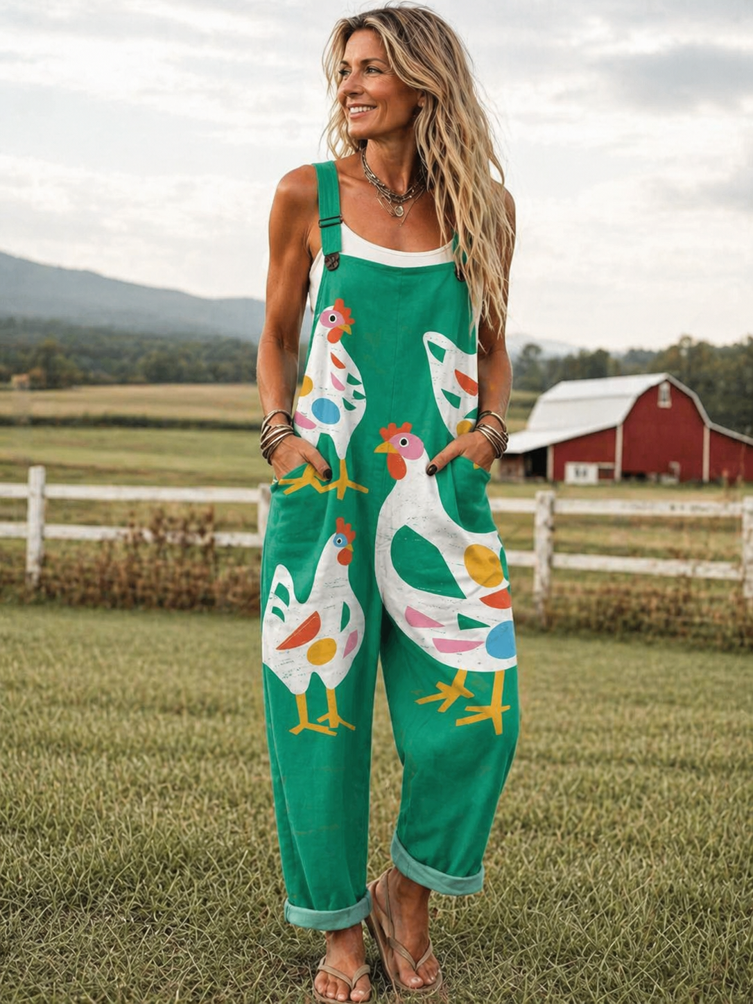 Printed Jumpsuit Women Lightweight Comfortable Relaxed Easy Fit