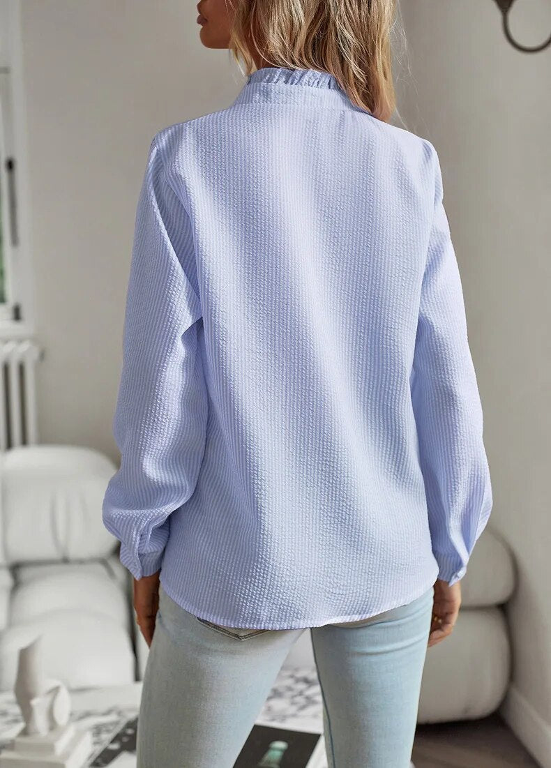 Striped Blouse with Breathable Fabric and Flattering Drape