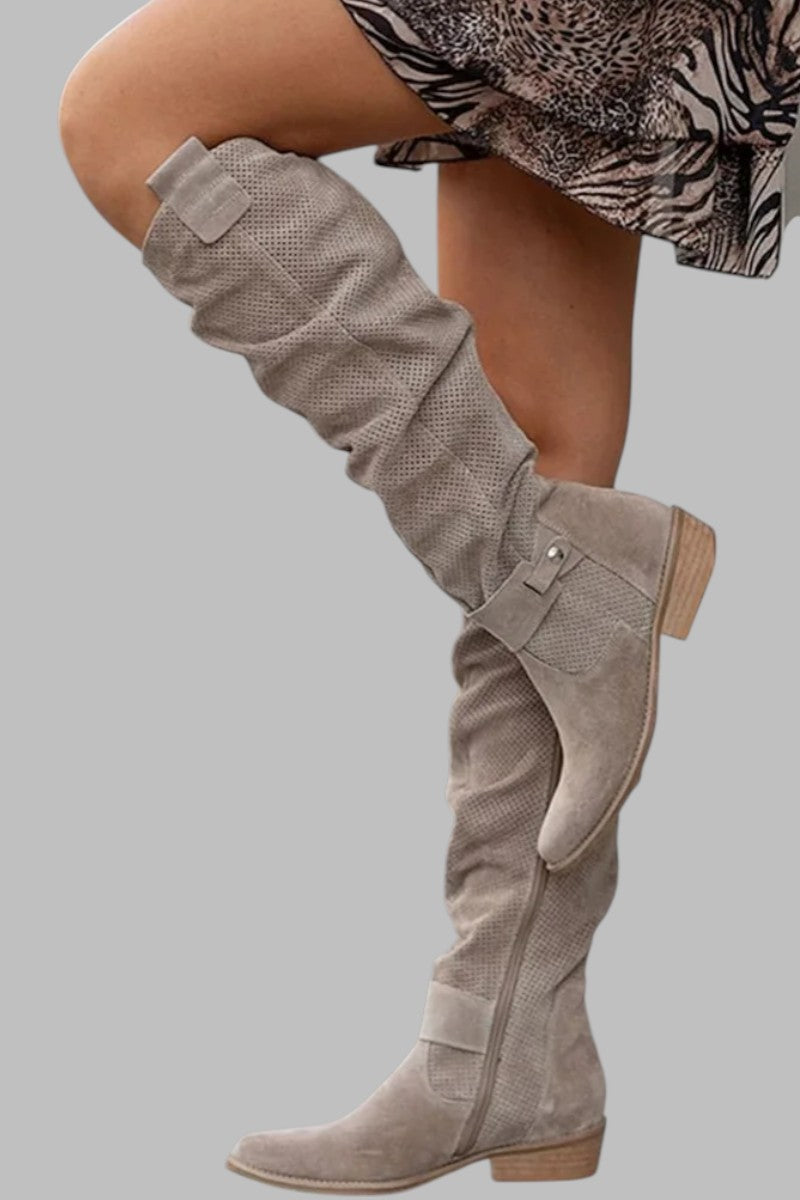 Knee-High Boots with Stable Heel and Comfortable Fit