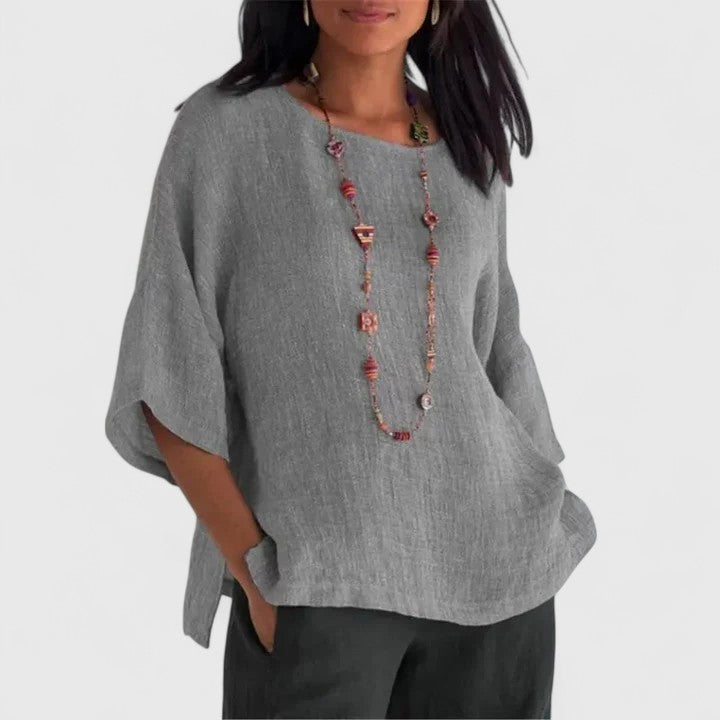 Comfortable Cotton Linen Blouse with Relaxed Fit