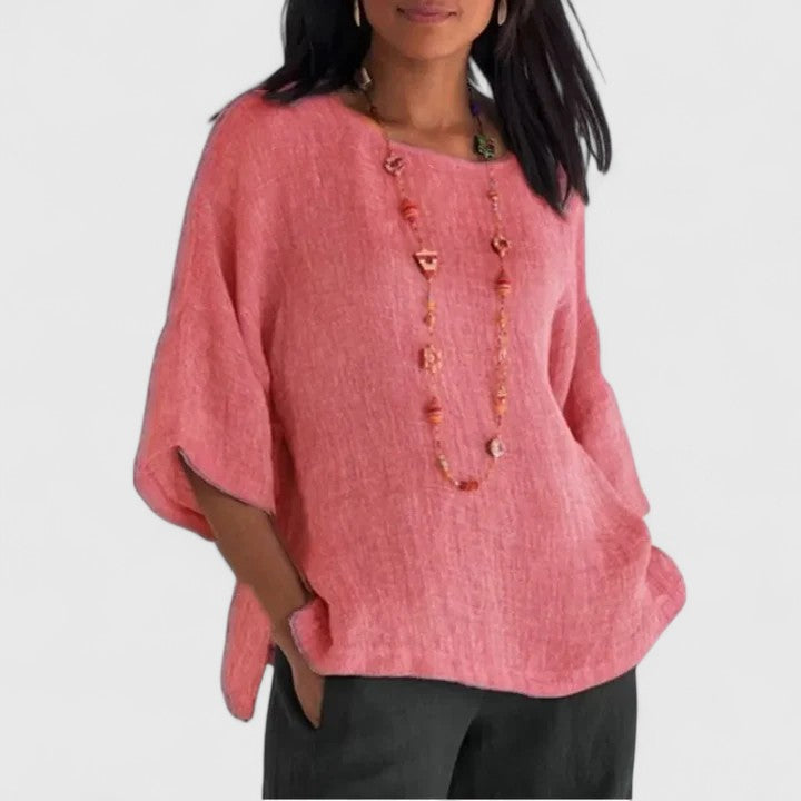 Comfortable Cotton Linen Blouse with Relaxed Fit