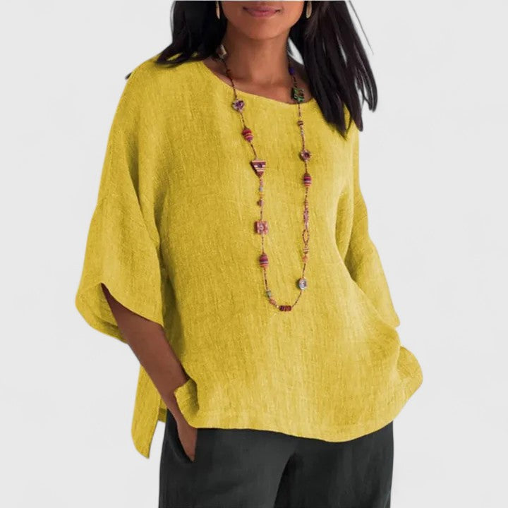 Comfortable Cotton Linen Blouse with Relaxed Fit