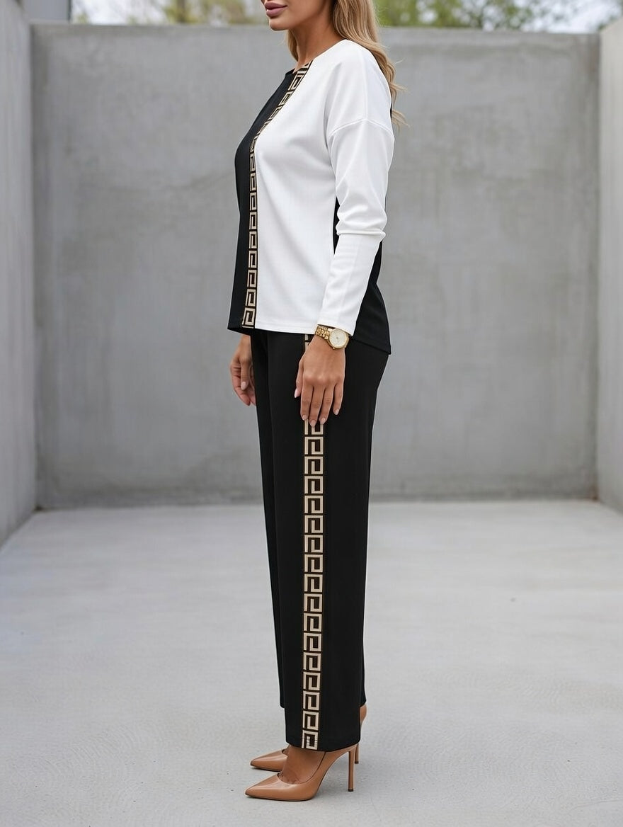 Women’s Elegant Two Piece Pants Set Wide Leg Comfort Fit