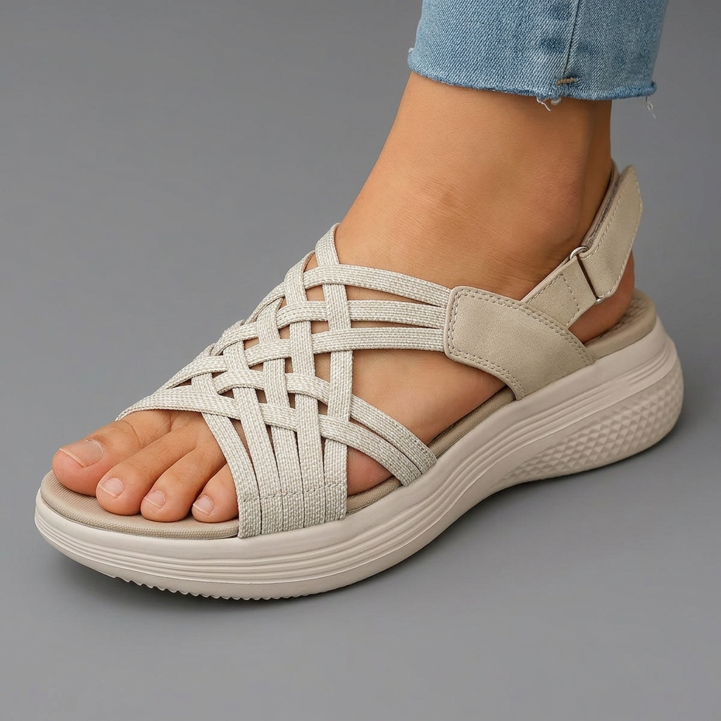 Orthopedic Sandals with Elastic Strap Fit and Cushioned Support Sole