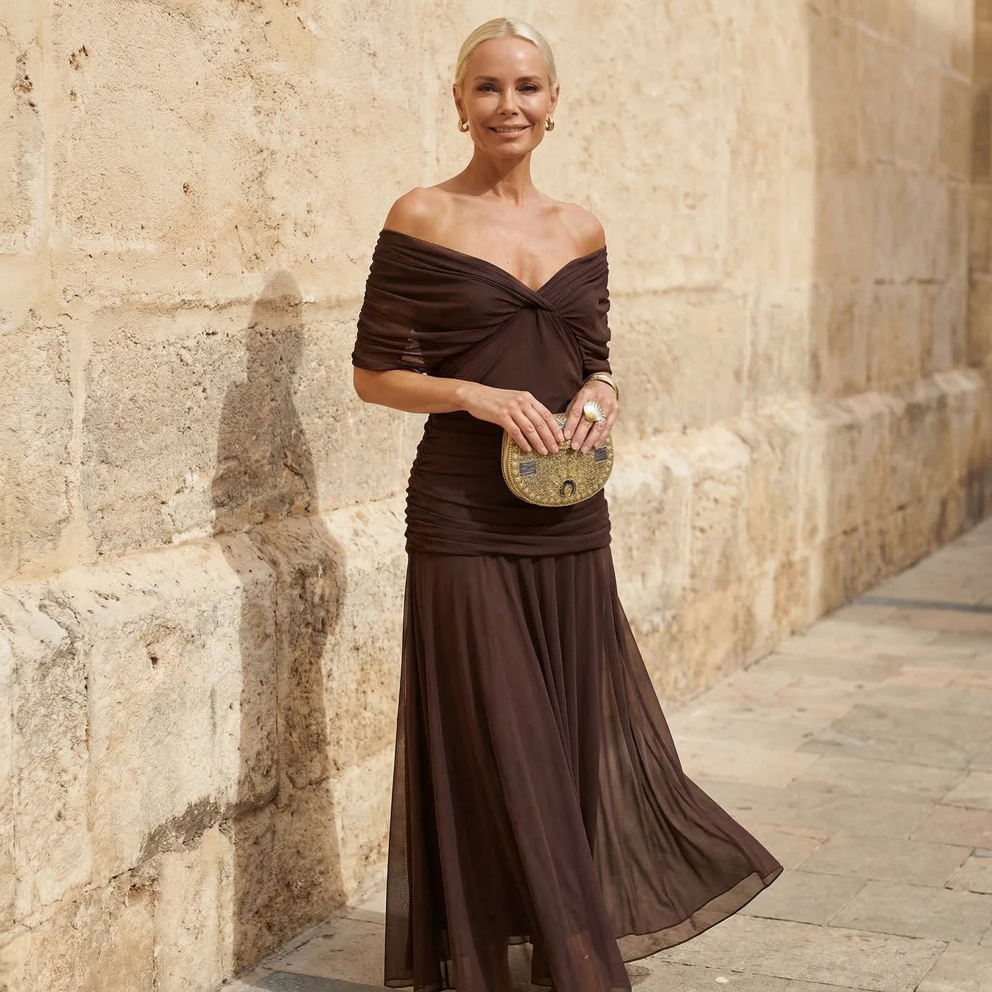 Floral Maxi Dress Lightweight Comfortable V Neck Women Elegant Occasion Wear