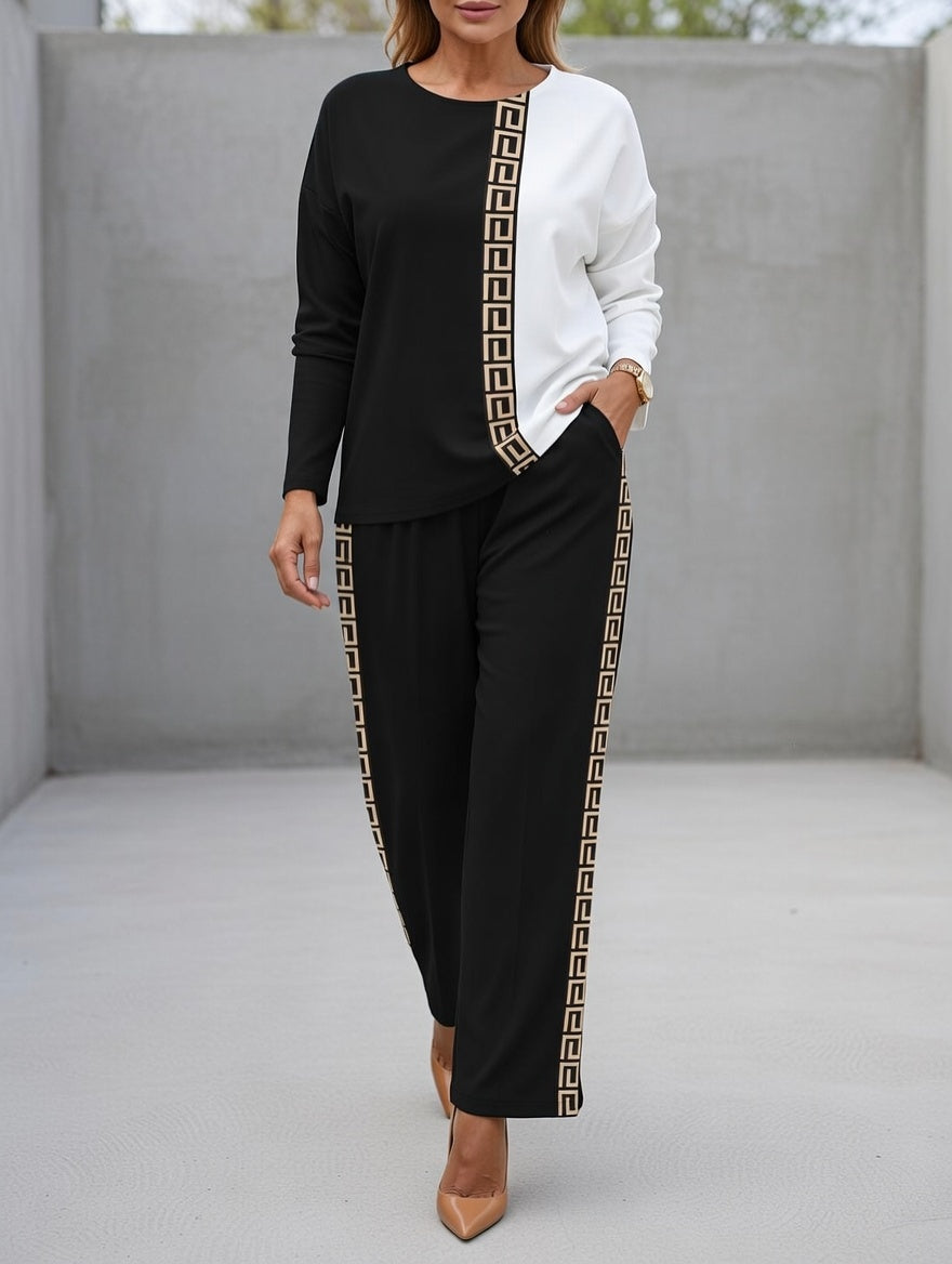 Women’s Elegant Two Piece Pants Set Wide Leg Comfort Fit