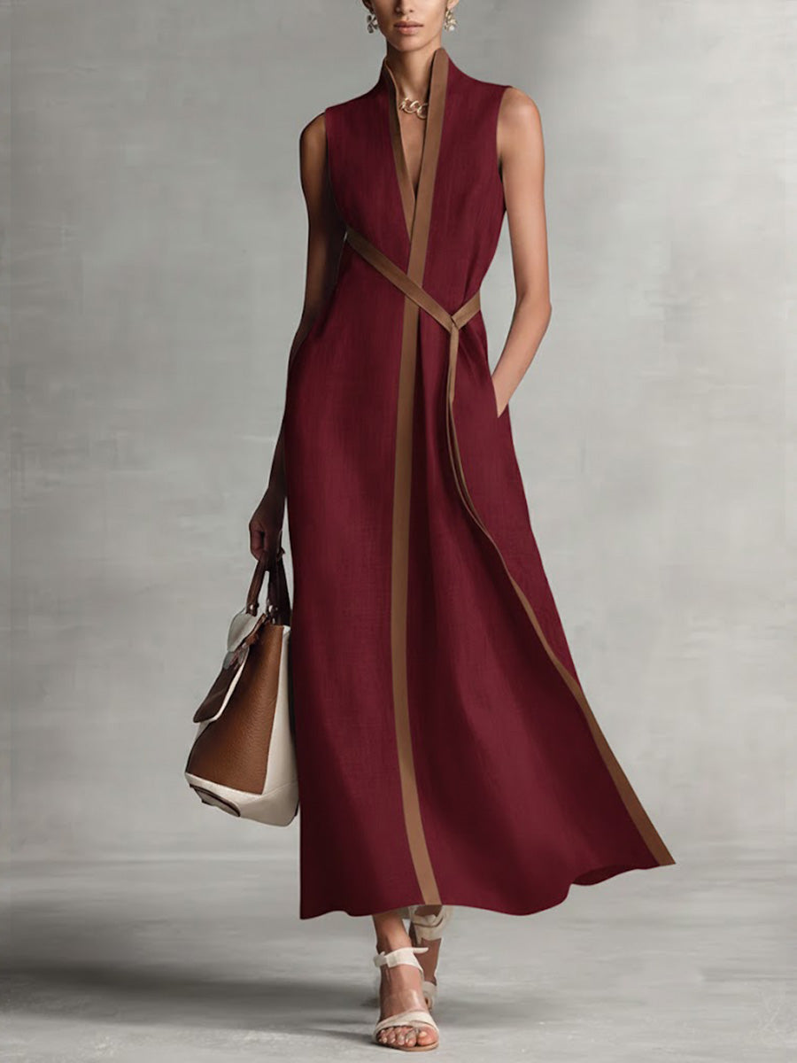 Linen Wrap Maxi Dress Lightweight Easy Fit