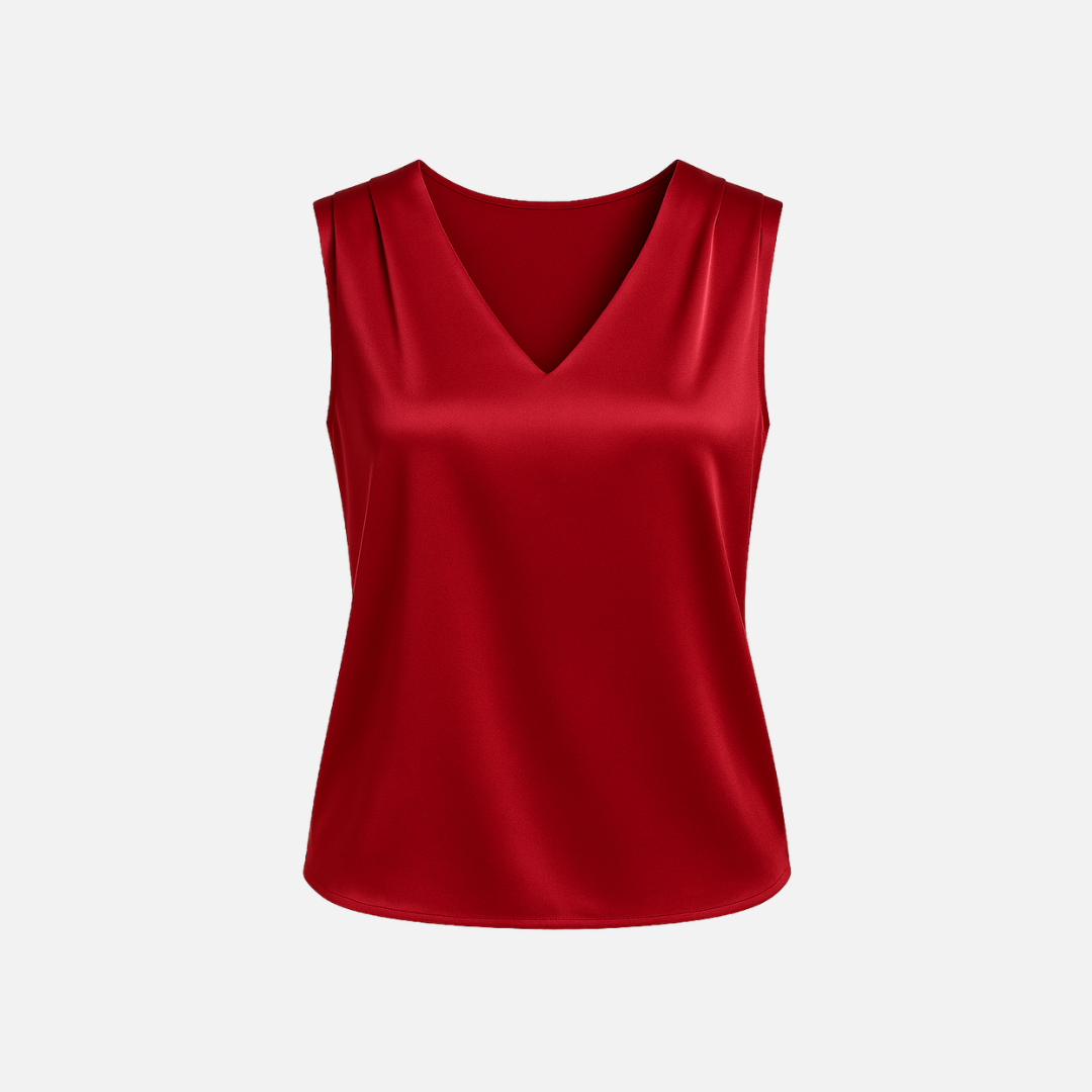 Bellanoa | Women’s Satin Vest Blouse in Refined V-Neck Cut