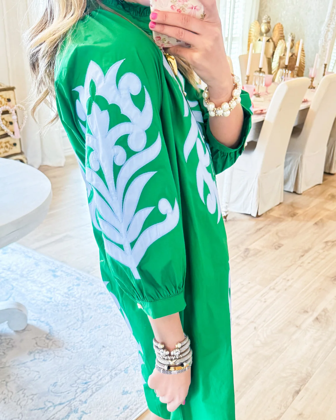 Womens Elegant Printed Midi Dress V Neck Comfortable Fit