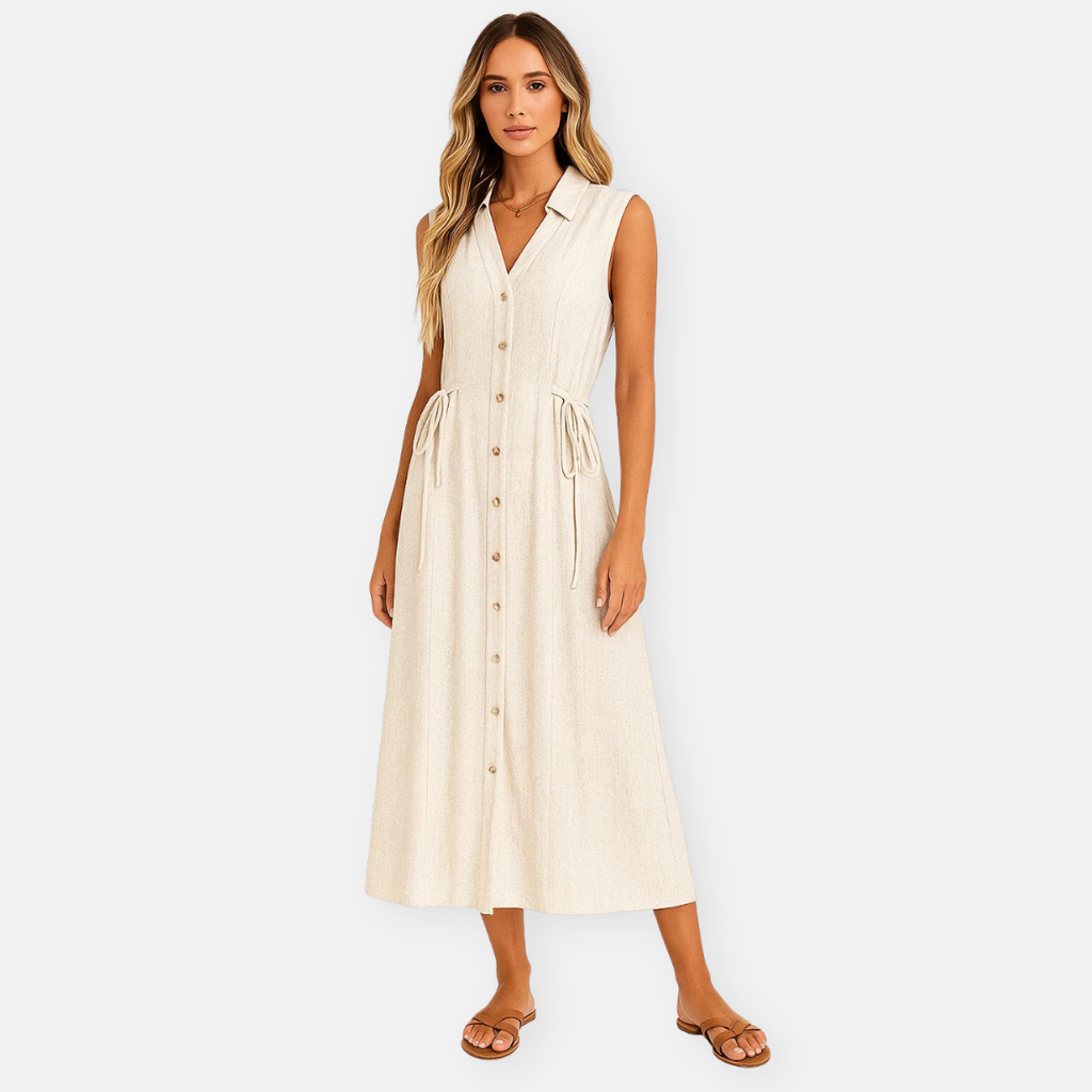 Bellanoa | Women’s Sleeveless White Linen Maxi Dress