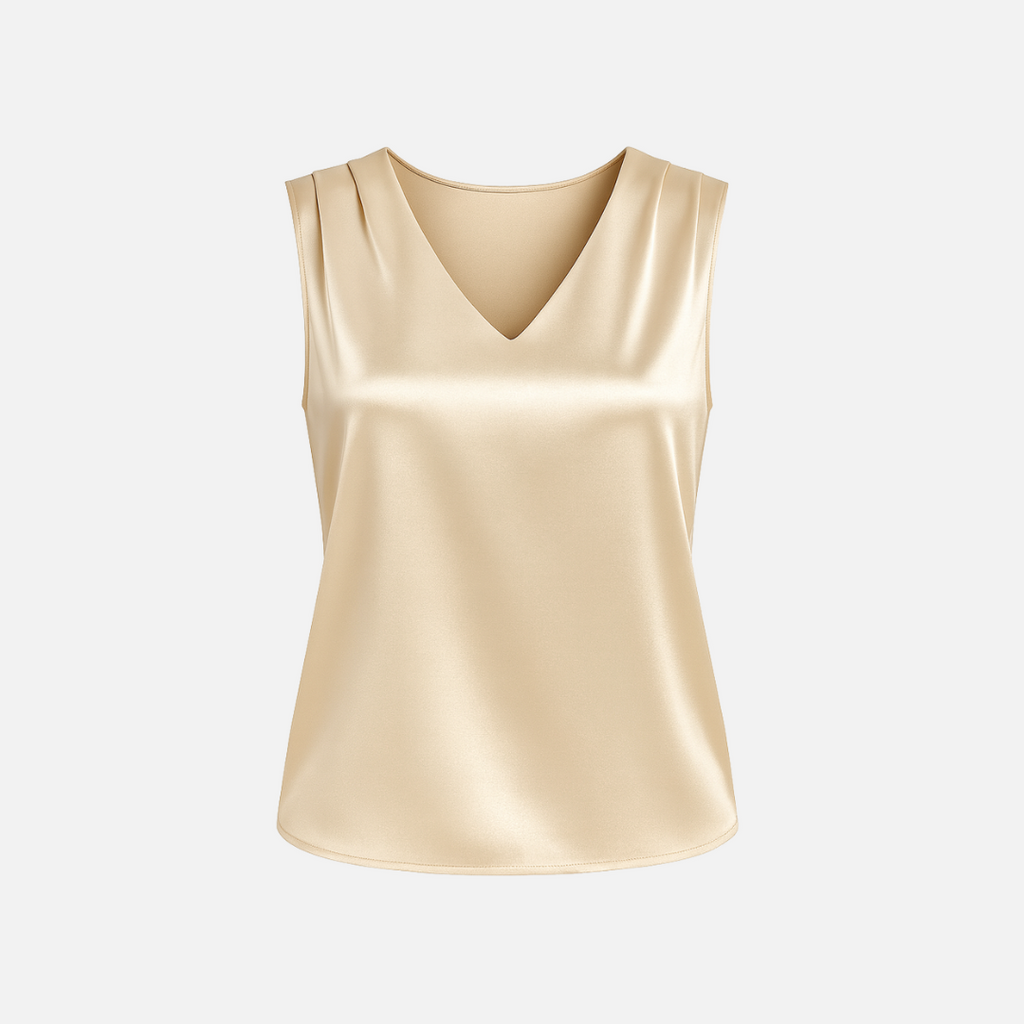 Bellanoa | Women’s Satin Vest Blouse in Refined V-Neck Cut