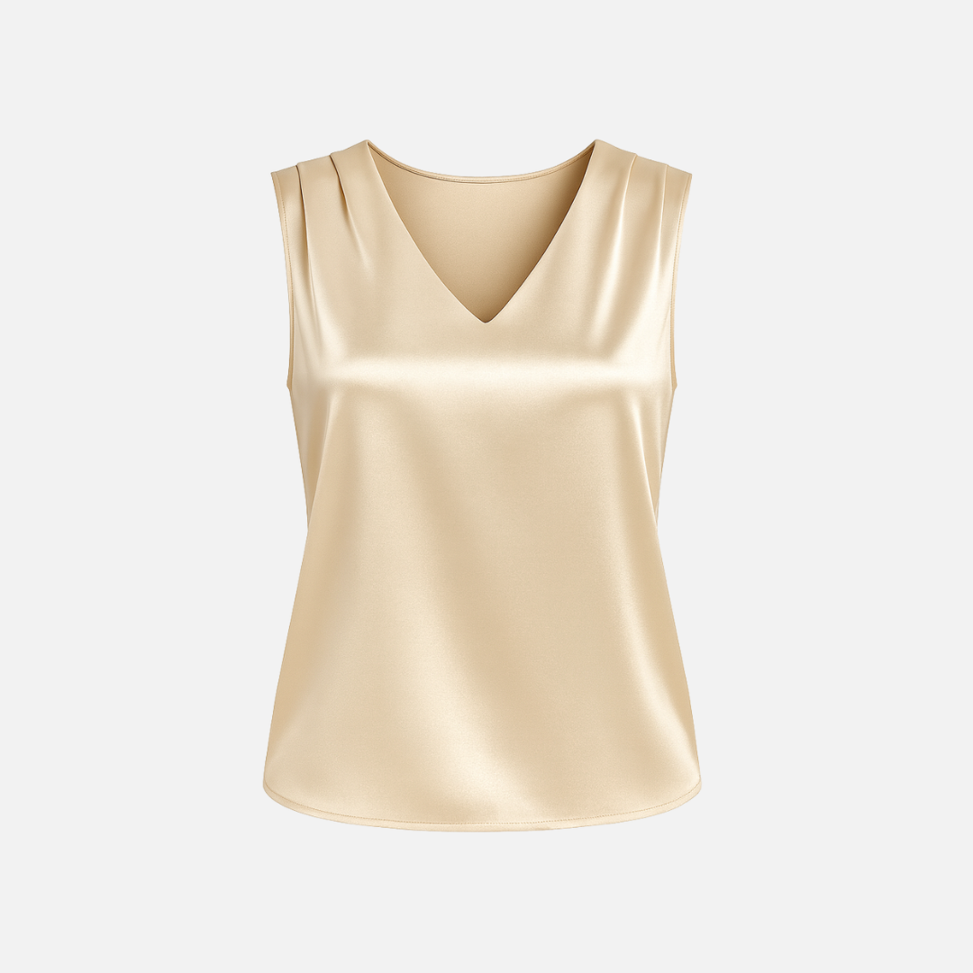 Bellanoa | Women’s Satin Vest Blouse in Refined V-Neck Cut