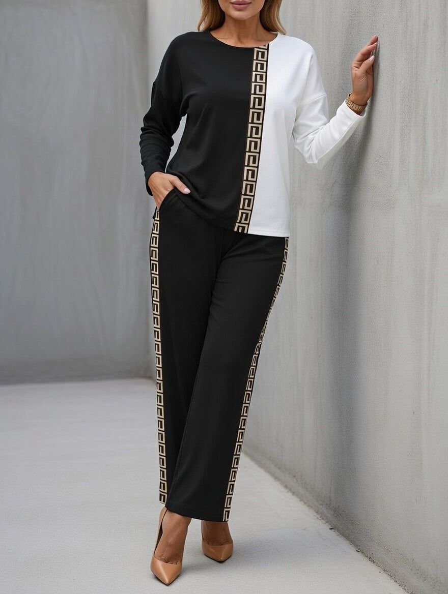 Women’s Elegant Two Piece Pants Set Wide Leg Comfort Fit