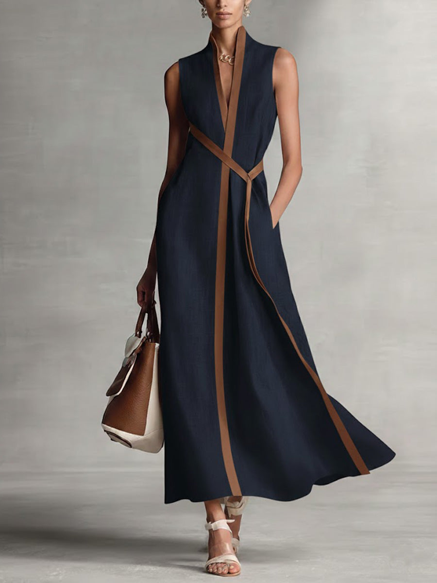 Linen Wrap Maxi Dress Lightweight Easy Fit