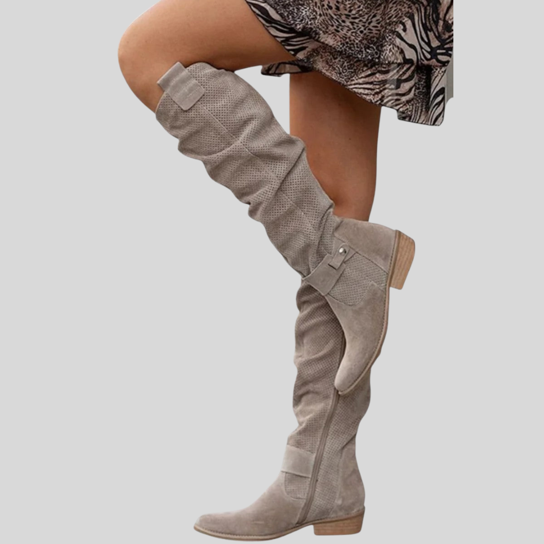 Knee-High Boots with Stable Heel and Comfortable Fit