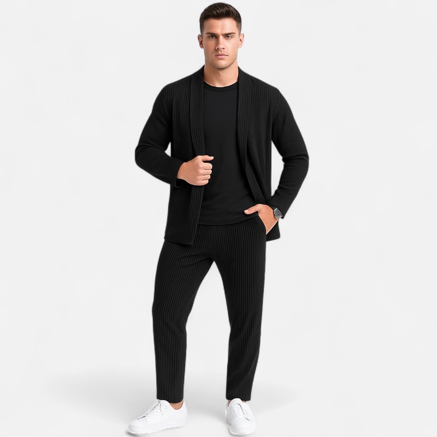 Bellanoa | Men’s Ribbed Cotton Trousers in Relaxed Fit