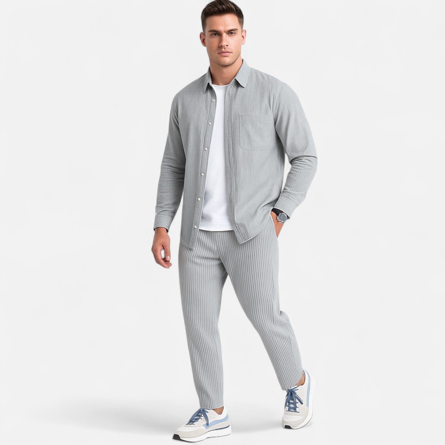 Bellanoa | Men’s Ribbed Cotton Pants in Relaxed Fit