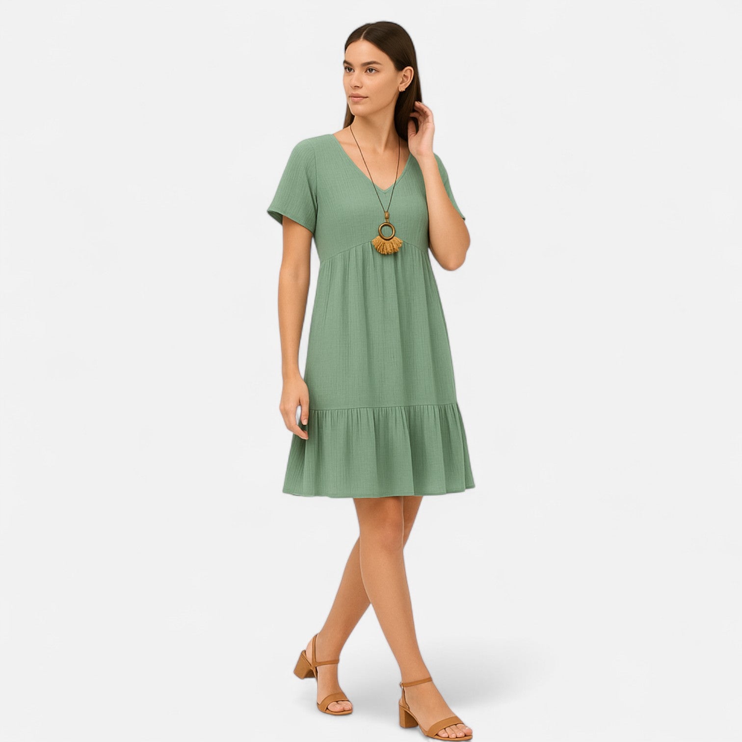 Bellanoa | Women’s V-Neck Dress in Retro A-Line Silhouette