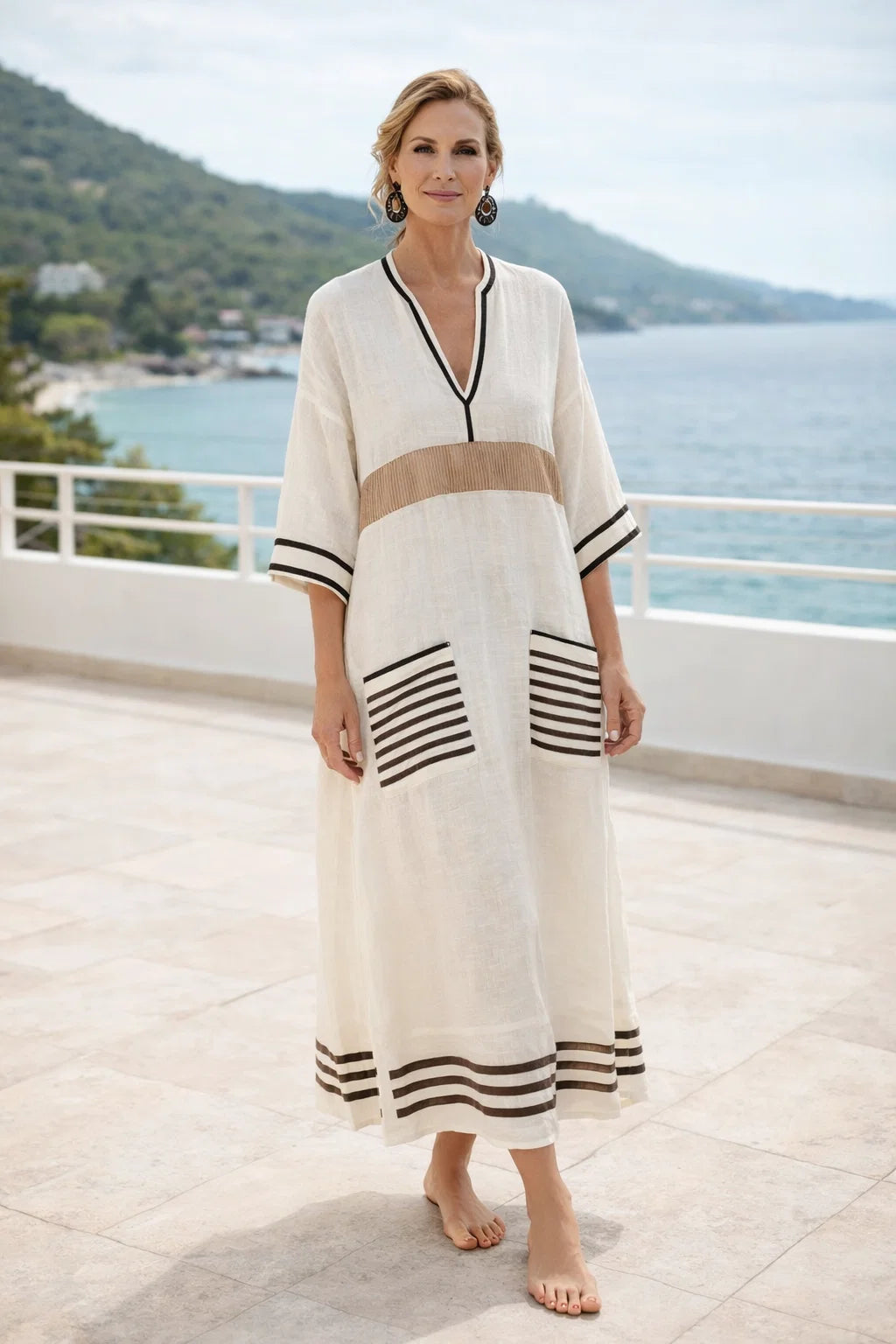 Women Casual Maxi Dress Lightweight Relaxed Fit V Neck Style