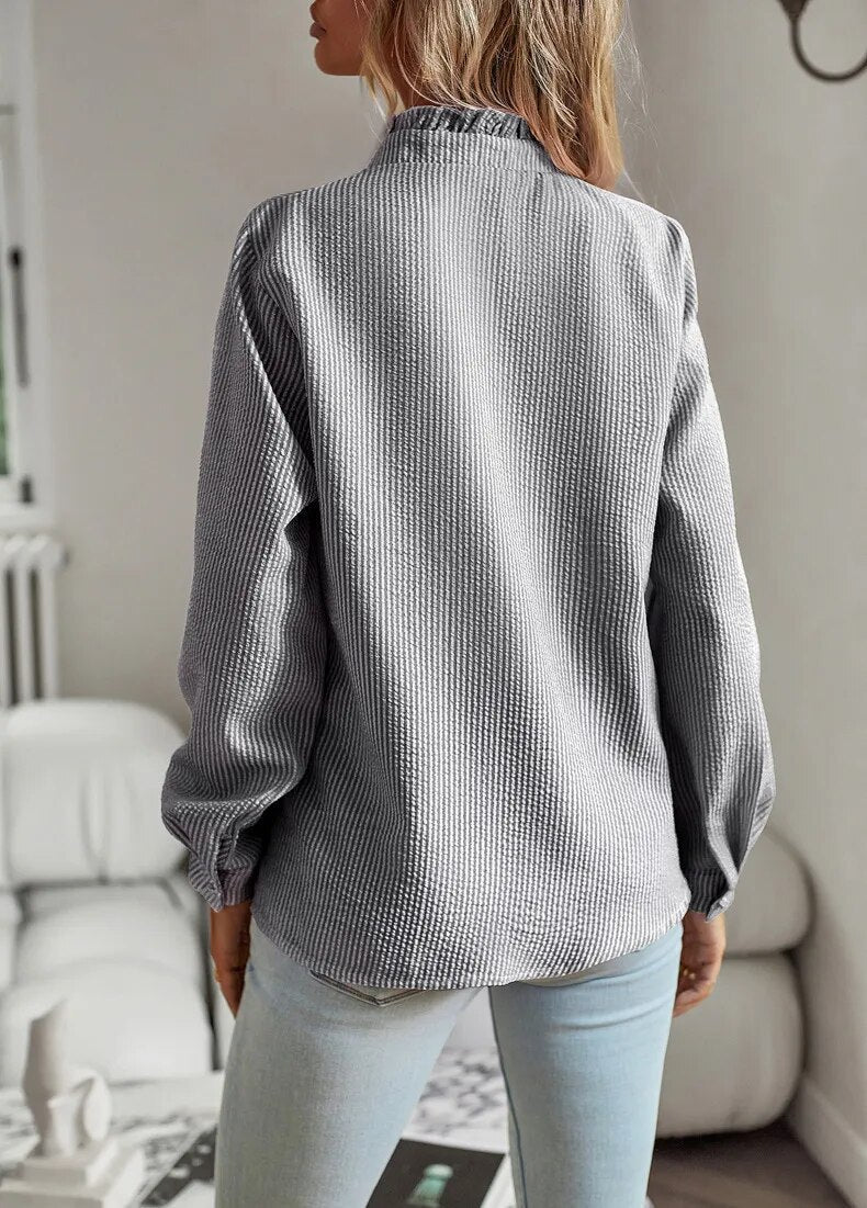Striped Blouse with Breathable Fabric and Flattering Drape