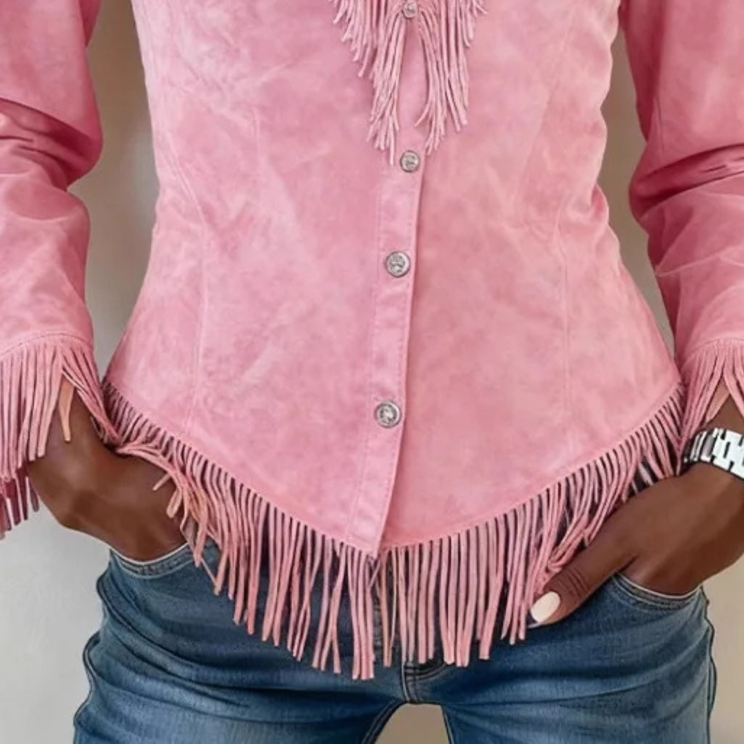 Suede-Look Blouse with Soft Fabric and Comfortable Fit