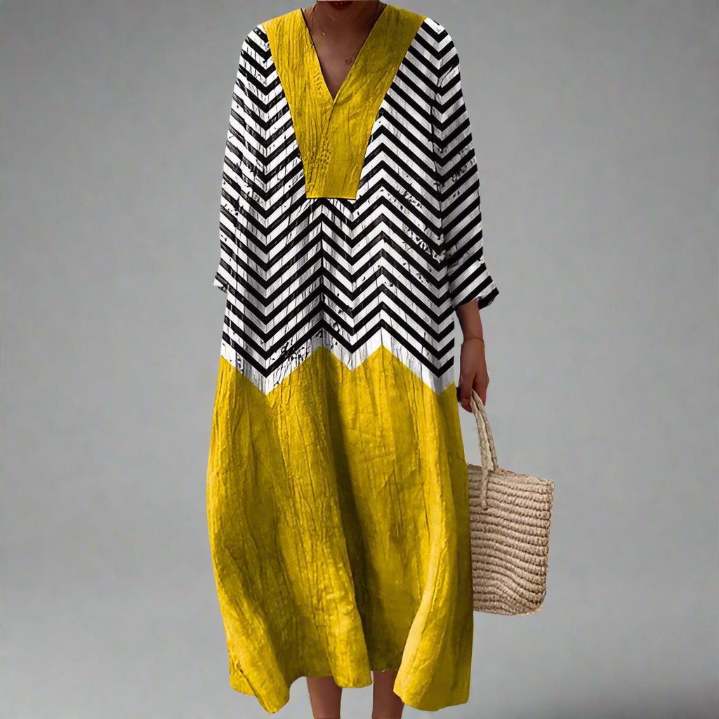 Women’s Loose Fit Maxi Dress V Neck Printed Casual Comfort