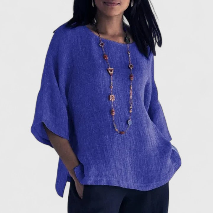 Comfortable Cotton Linen Blouse with Relaxed Fit