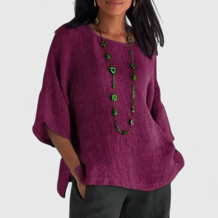 Comfortable Cotton Linen Blouse with Relaxed Fit