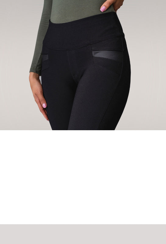 Pants with wide waist and tummy control panels