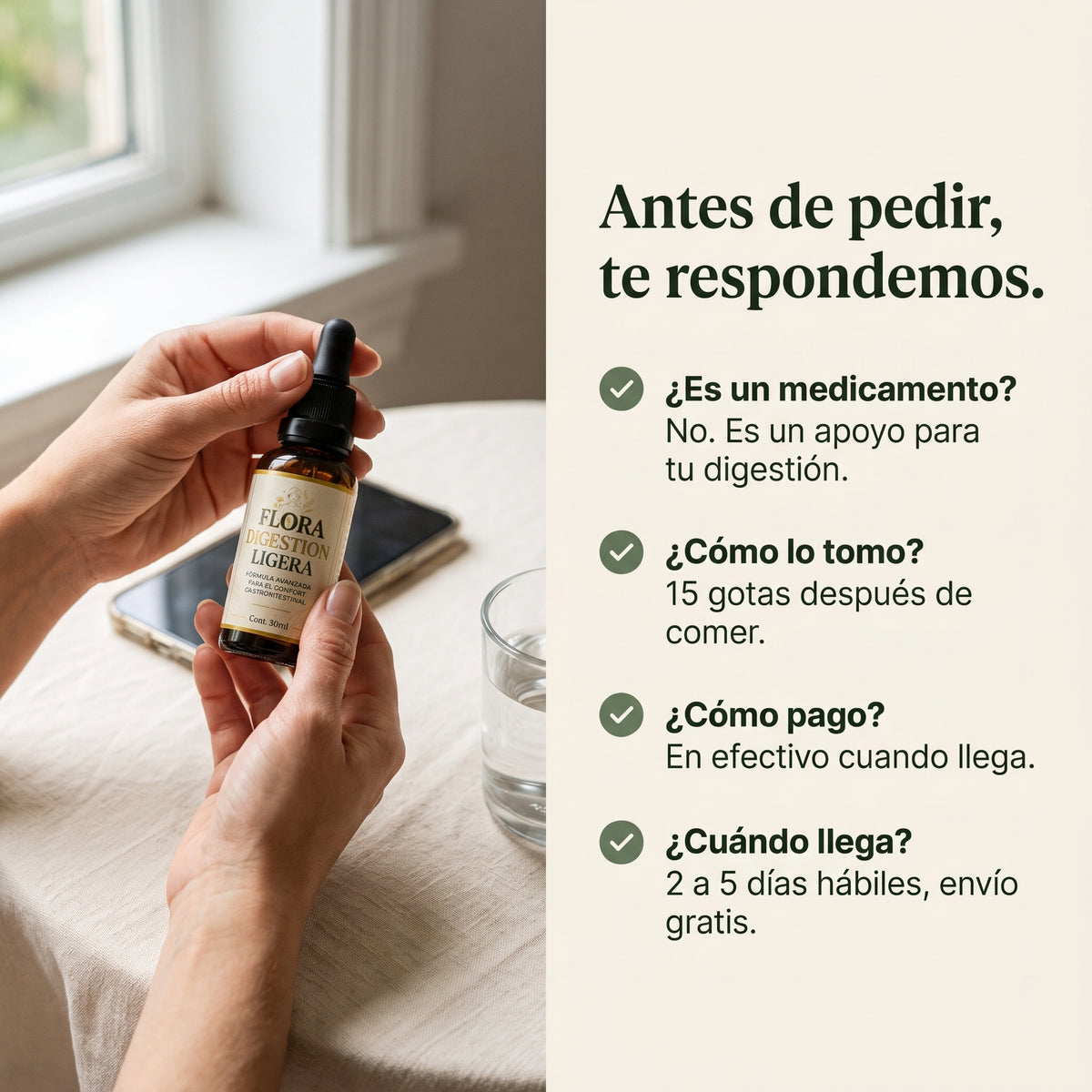 Flora Digestión Ligera: Gotas para Sentirte Ligera Después de Comer