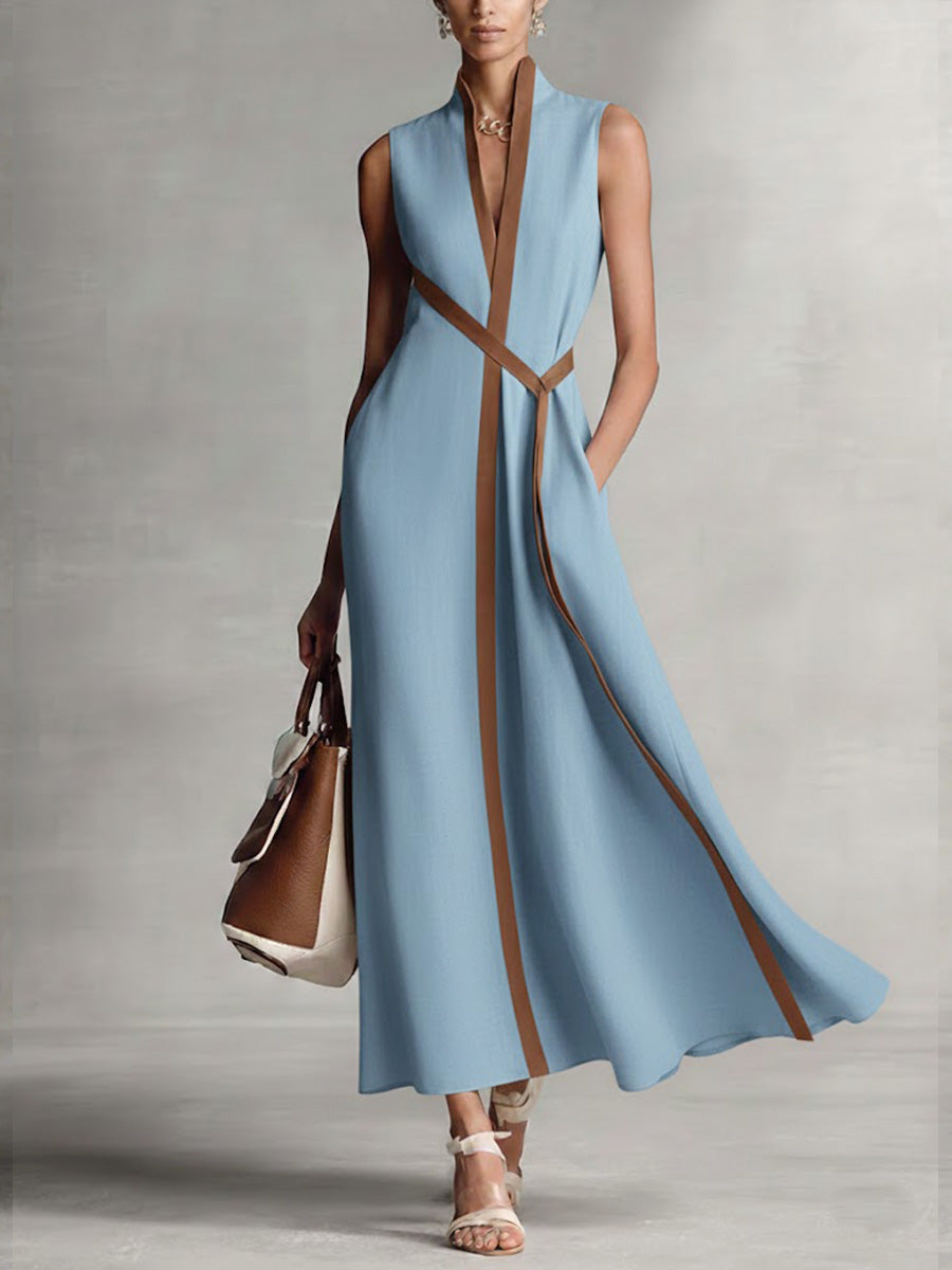 Linen Wrap Maxi Dress Lightweight Easy Fit