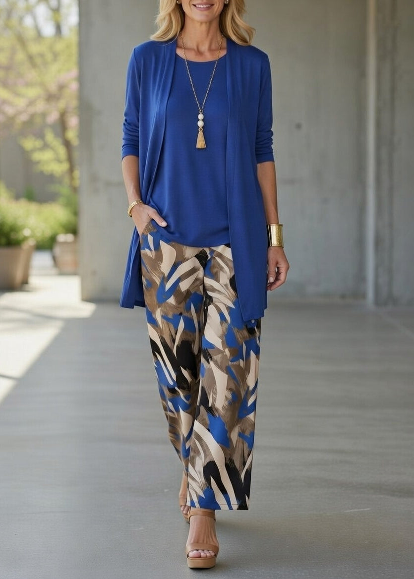 Women’s Elegant Three Piece Outfit Wide Leg Pants Set