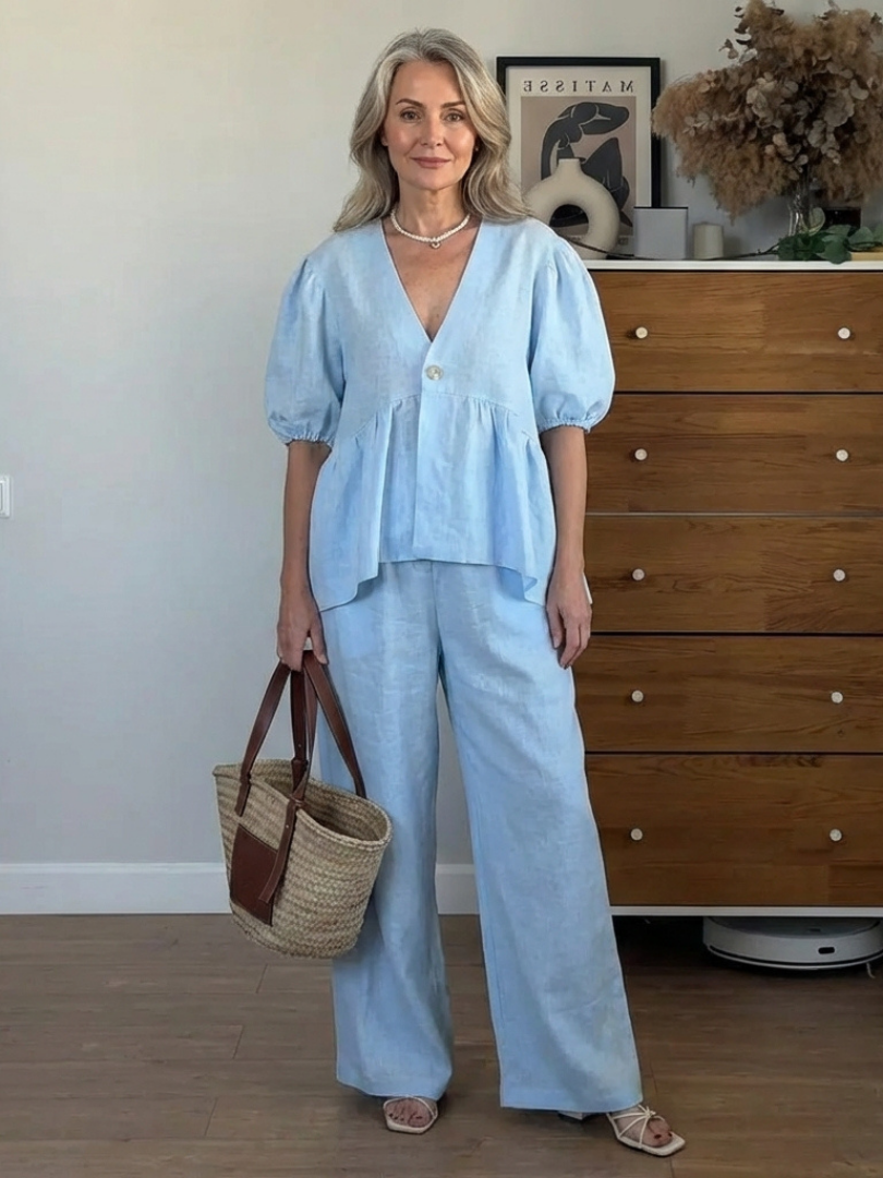 Relaxed Two-Piece Set with Lightweight Fabric and Breathable Fit