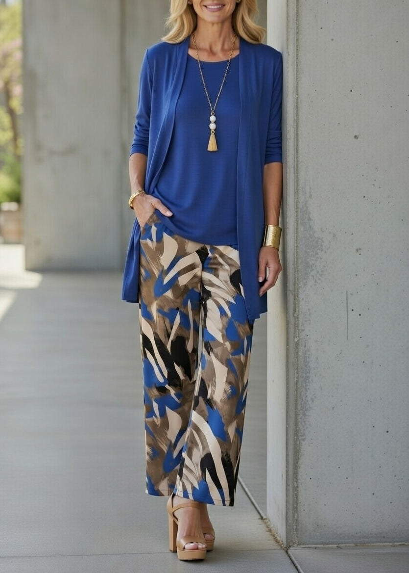 Women’s Elegant Three Piece Outfit Wide Leg Pants Set