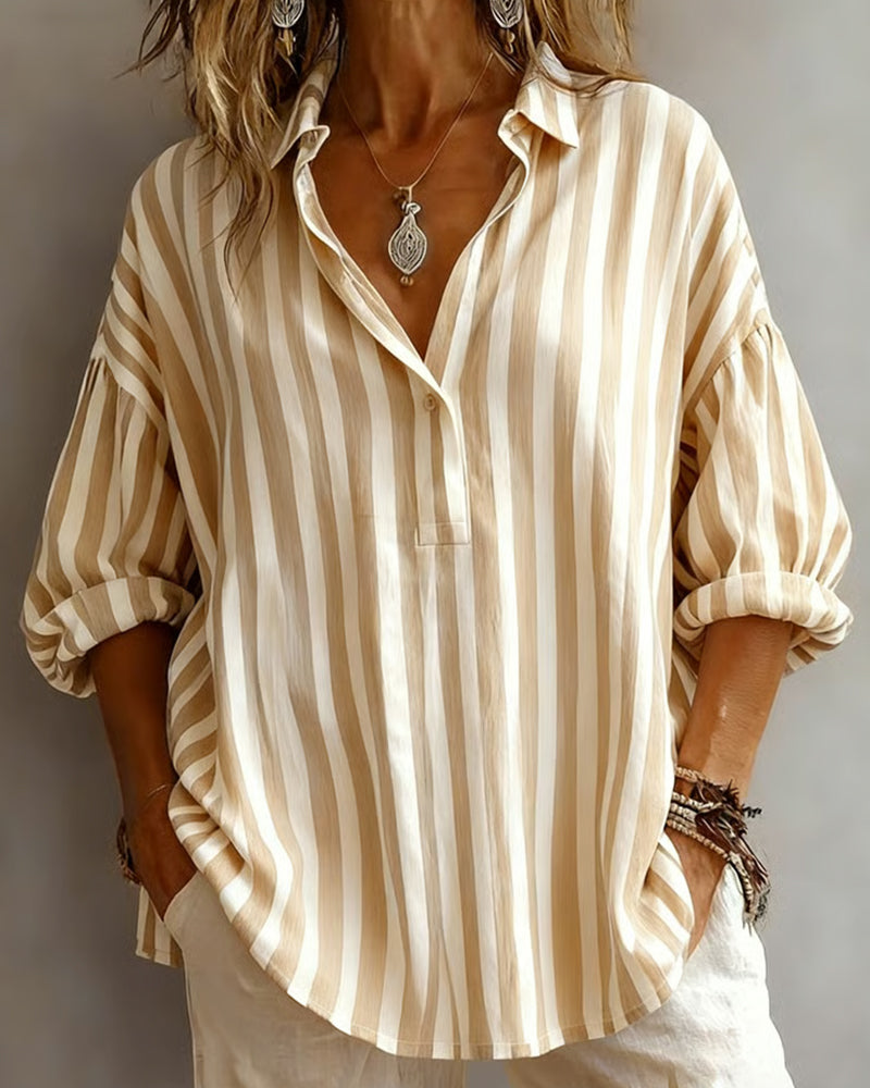 Striped Blouse with Relaxed Fit and Breathable Comfort