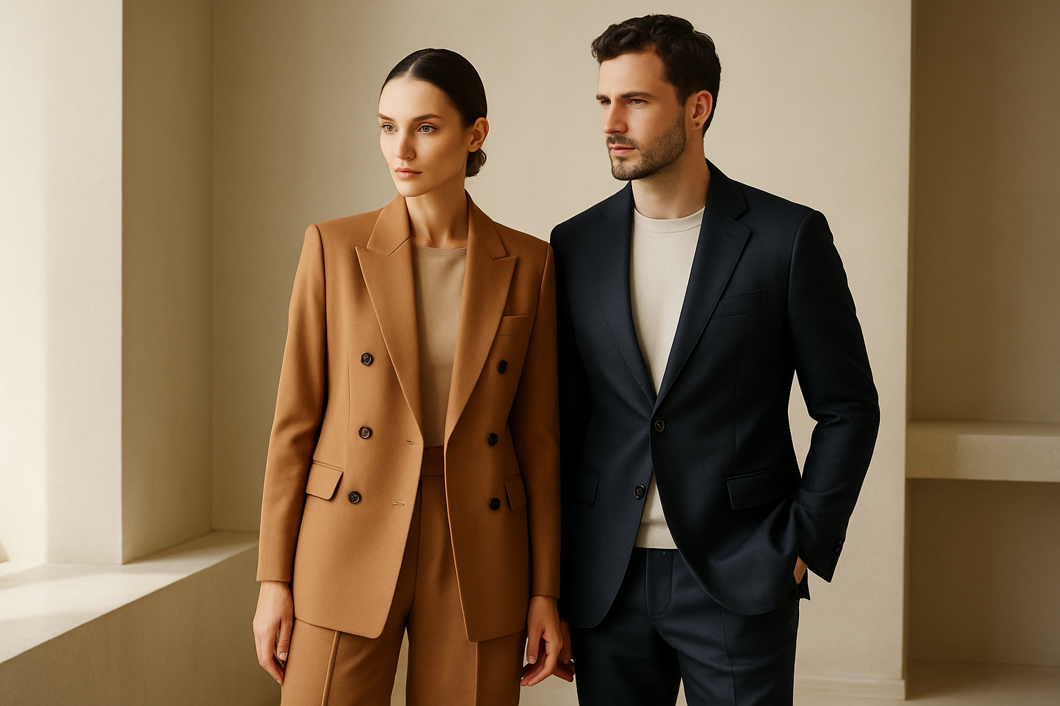 create a high quality photo for this store with a man and woman without a single text