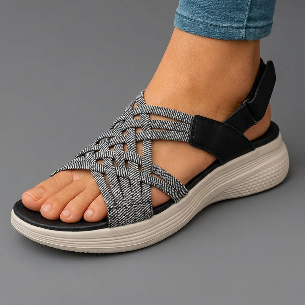 Orthopedic Sandals with Elastic Strap Fit and Cushioned Support Sole