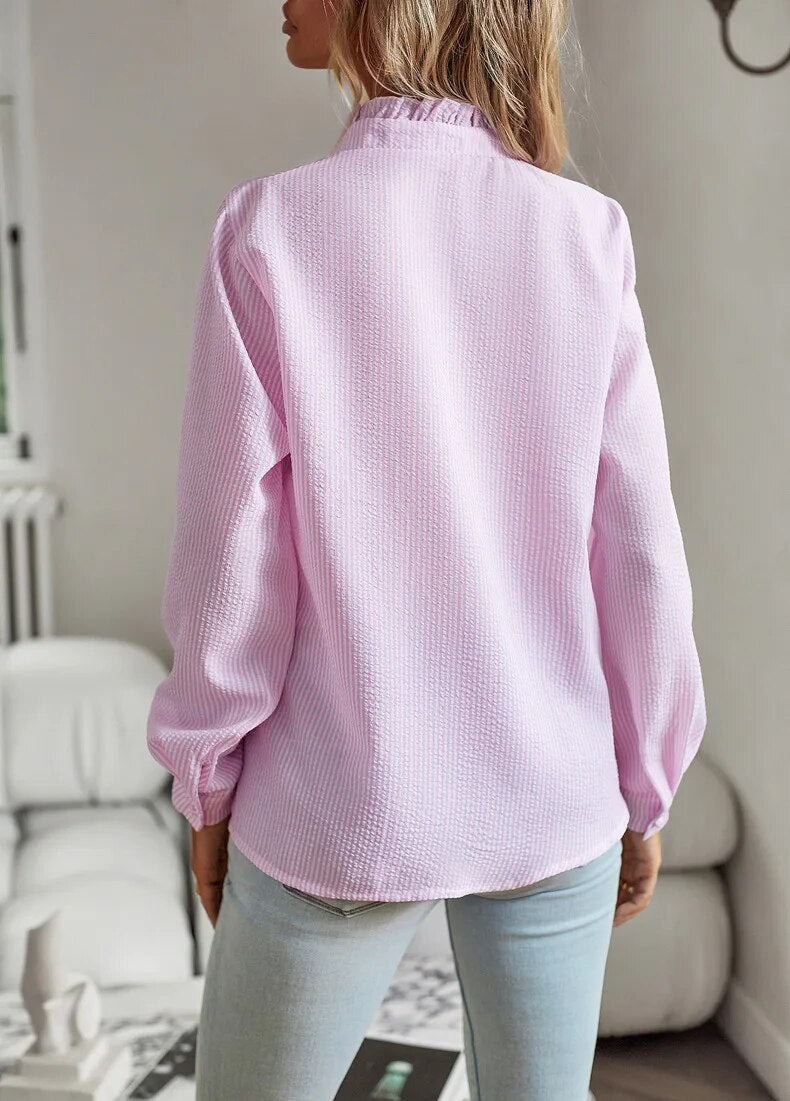 Striped Blouse with Breathable Fabric and Flattering Drape