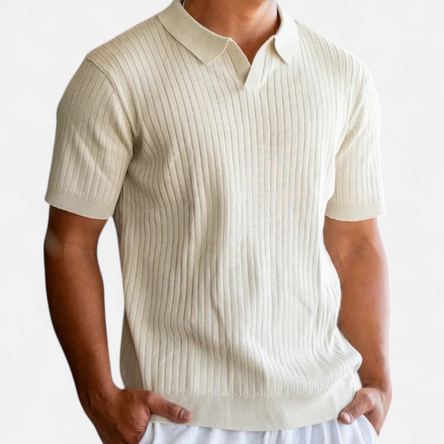 Bellanoa | Men’s Ribbed Knit Polo Shirt