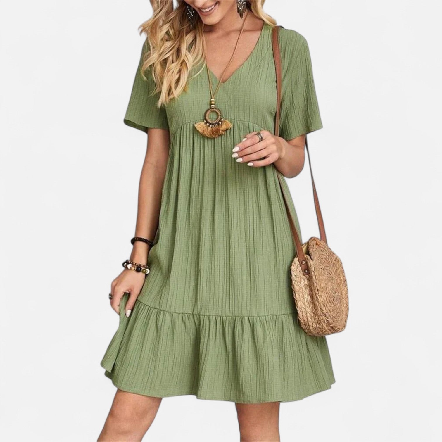 Bellanoa | Women’s V-Neck Dress in Retro A-Line Silhouette