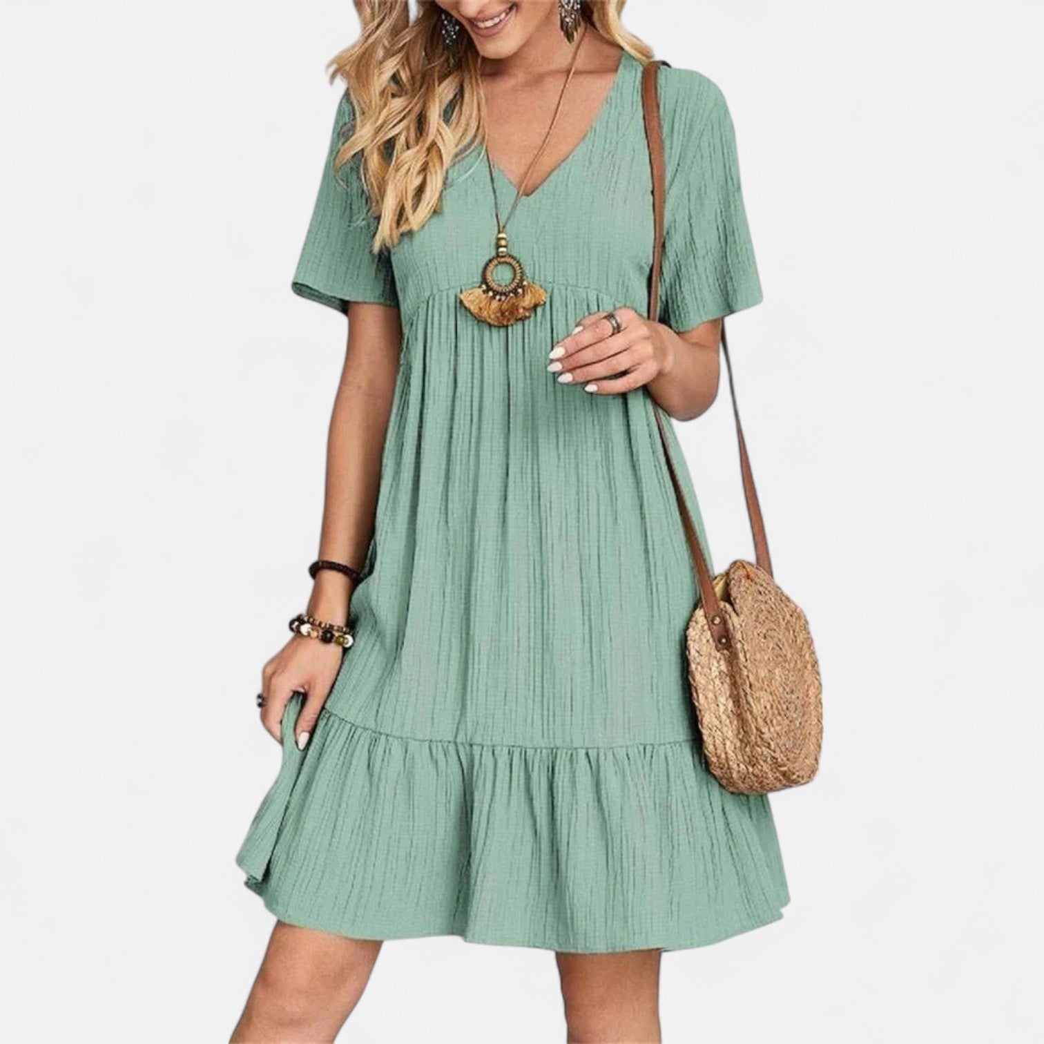 Bellanoa | Women’s V-Neck Dress in Retro A-Line Silhouette