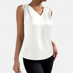Bellanoa | Women’s Satin Vest Blouse in Refined V-Neck Cut